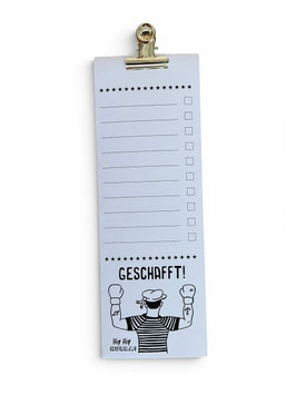 Klammerblock "Geschafft!"-Liste