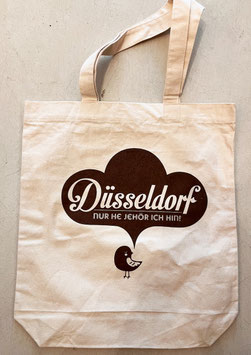 Baumwoll-Tasche, Beige mit Siebdruck in dunkelbraun