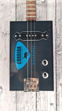 Cigar box guitar 3 cordes - CORRIDA BLEUE