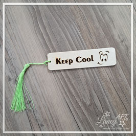 Lesezeichen Holz "Gesicht - Keep Cool"