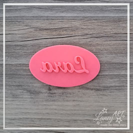 Kekstempel OVAL (3D-Druck) "NAME" - Beispiel: Lara