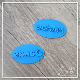 Kekstempel OVAL (3D-Druck) "NAME" Beispiel: Jonas
