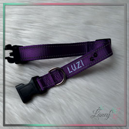Besticktes Hunde-Halsband "Reflektion" - HUNDE-NAME