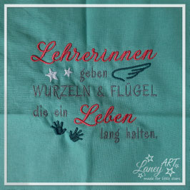 Baumwollbeutel (groß) "Lehrerinnen - Wurzel & Flügel" - SPRUCH