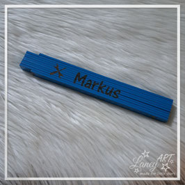 Personalisierter Meterstab "NAME & Werkzeugmotiv" - Beispiel: Markus