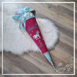Schultüte "Name & Pferd" Stickdesign Annika (Wunschstoff)