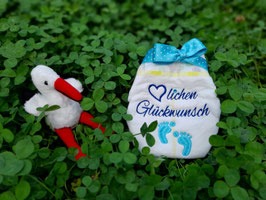 Grußkarte "Herzlichen Glückwunsch" - Baby BLAU