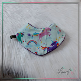 Baby-Wendehalstuch Jersey-Fleece "Einhorn Mint-Bunt - Herz Lila"