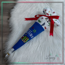 Kleine Schultüte "Name & Müllauto" Stickdesign Elias (Wunschstoff)