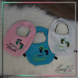 Baby-Lätzchen "kleines Wunder & Babyfüße" (Frottee & Jersey)