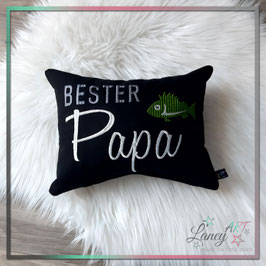 Reisekissen "Bester Papa" - Stickmotiv: Fisch