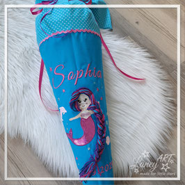 3D Schultüte "Name & Meerjungfrau" Stickdesign Sophia (Wunschstoff)