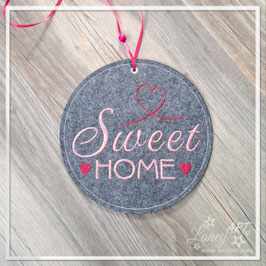 Filz Türschild Spruch "Sweet HOME" RUND