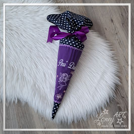 Kleine Schultüte "Name & Fee" Stickdesign Peri Dua (Wunschstoff)