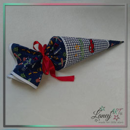 Kleine Schultüte "Name & Auto" Stickdesign Samuel (Wunschstoff)