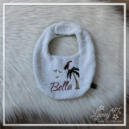 Baby-Lätzchen "Name & Palme" (Frottee & Jersey) Beispiel: Bella