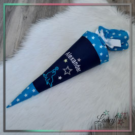 Kleine Schultüte "Name & Seerobbe" Stickdesign Alexander (Wunschstoff)