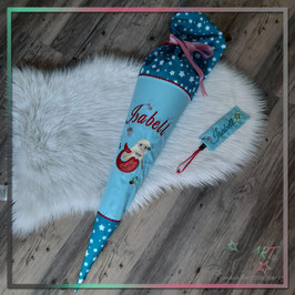 Schultüte "Name & Meerjungfrau" Stickdesign Isabell (Wunschstoff)