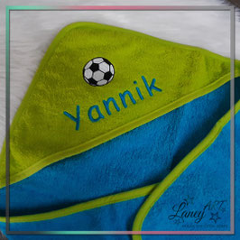 Baby-Kapuzenhandtuch "NAME & Fussball" - Beispiel: Yannik