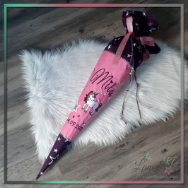Schultüte "Name & Einhorn" Stickdesign Mila (Wunschstoff)