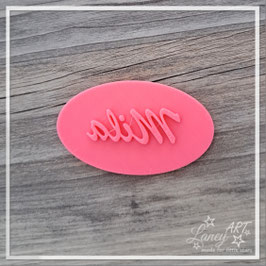 Kekstempel OVAL (3D-Druck) "NAME" - Beispiel: Mila