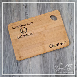 Holzbrett / Vesperbrettchen mit "Geburtstag, Zahl & NAME" - Beispiel: Gunther