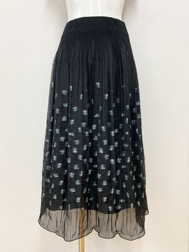 ￥11,000    【SALE】 IS-7003-US  小バラ柄スカート　黒×グリーン
