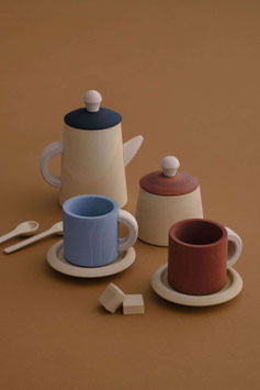 Tea set natural terra blue