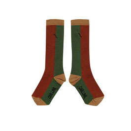 Knee socks color block ginger/green