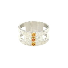 Bague "Vaisseau" - Saphir Jaune - Argent & Or