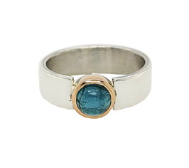 Bague "Acidulé" - Tourmaline Bleue - Argent & Or