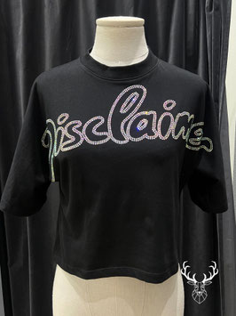 T-shirt Crop Strass Nera Disclaimer
