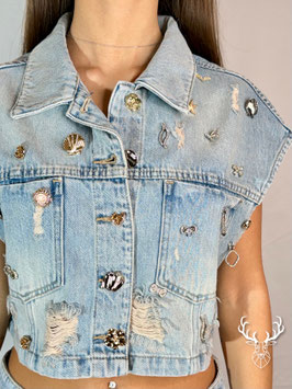 Gilet Crop Gioiello Denim Kontatto