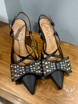 Slingback Nera Con Fiocco Borchie Ovyé