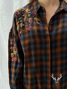 Camicia Tartan Ricami Ruggine Dixie