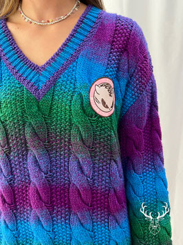 Maglione Over Kittho Patch Degrade Blu Viola GCDS