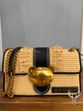 Teddy IT-Bag Straw Fringes Black Rue Madam Paris