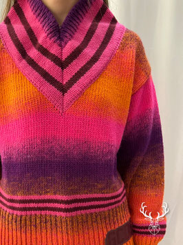Maglioncino Scollo V Degrade Fuxia Arancio GCDS