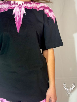 T-shirt Nera Logo Iconico Fuxia County Of Milan