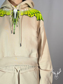 Felpa Crop Con Cappuccio Iconica Beige Lime County Of Milan