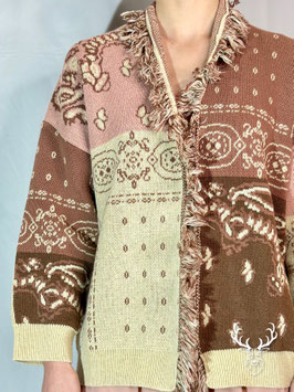 Cardigan Bandana Ecru Rosa Kontatto