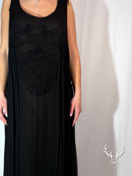 Abito Lungo Ricamo Nero Front Street