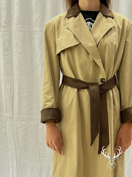 Trench Lungo Beige Dettagli Scuri Dixie