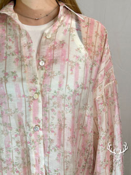 Camicia Fiorellini Bianca E Rosa Kontatto