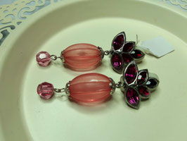 Ohrclips Blüte in pink rosa silber