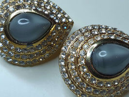 Statement Ohrclips grau-gold