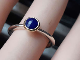 Lapis Lazuli mit Gold gerahmt Silber-Fingerring Gr. 54