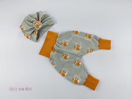 Newborn Set Fuchs rost Turbanmütze Gr. 50 - 62