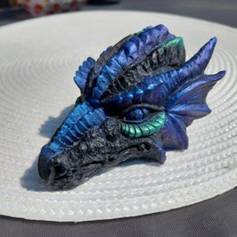 Drachenkopf schwarz/blau (D9a)| Resin-Art Deko