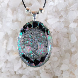 Schimmernder Anhänger mit Baum des Lebens und Edelsteinen (S3)| Resin-Art Schmuck